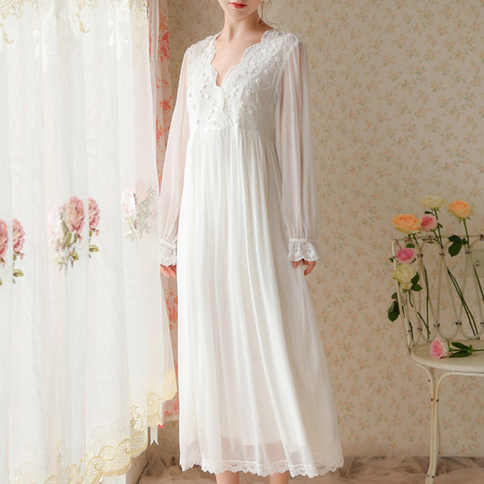 Sweet long dress lace nightdress