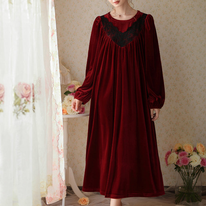 Long loose velvet nightgown