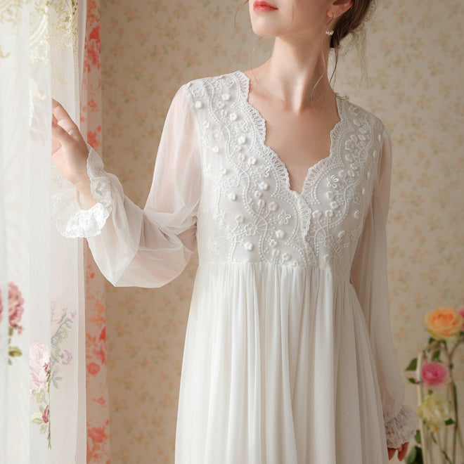 Sweet long dress lace nightdress