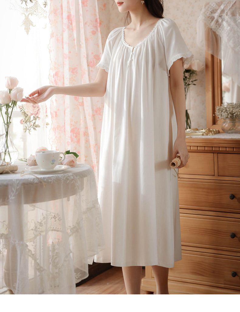 Short-sleeved long loose pajamas