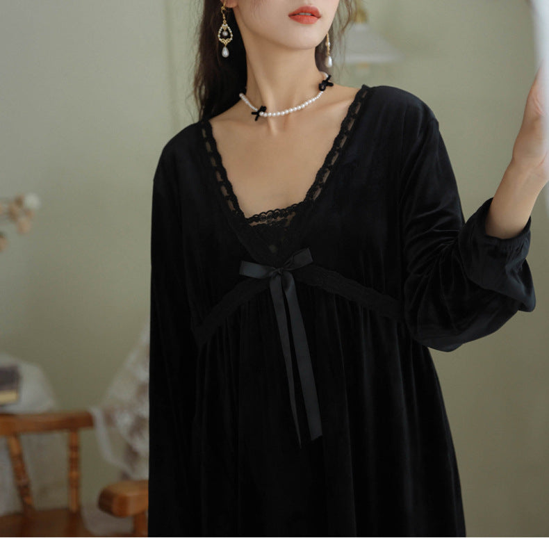 Long Sleeve Loose Fleece Nightdress