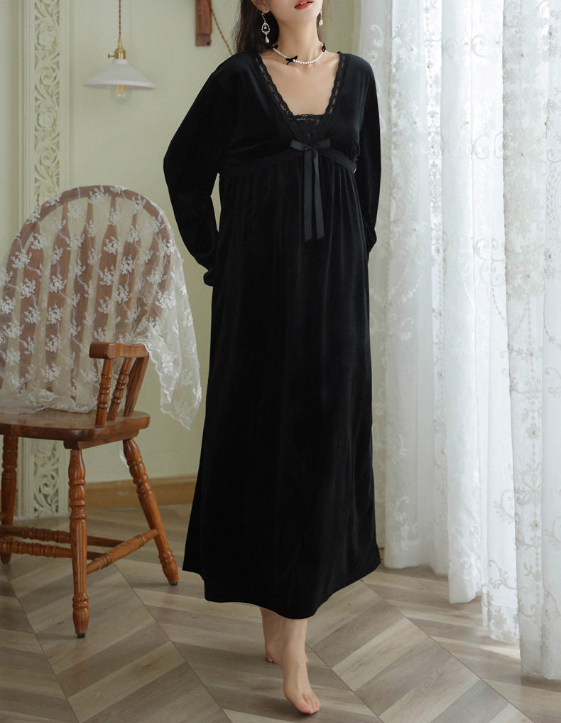 Long Sleeve Loose Fleece Nightdress
