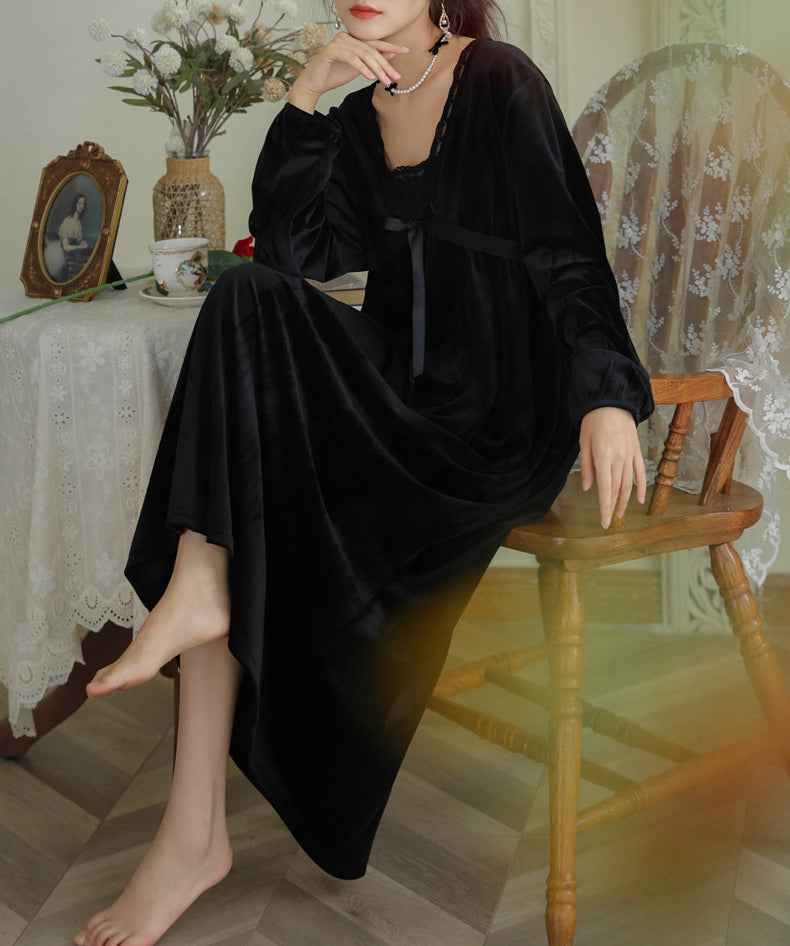 Long Sleeve Loose Fleece Nightdress
