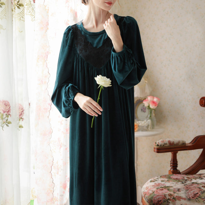 Long loose velvet nightgown