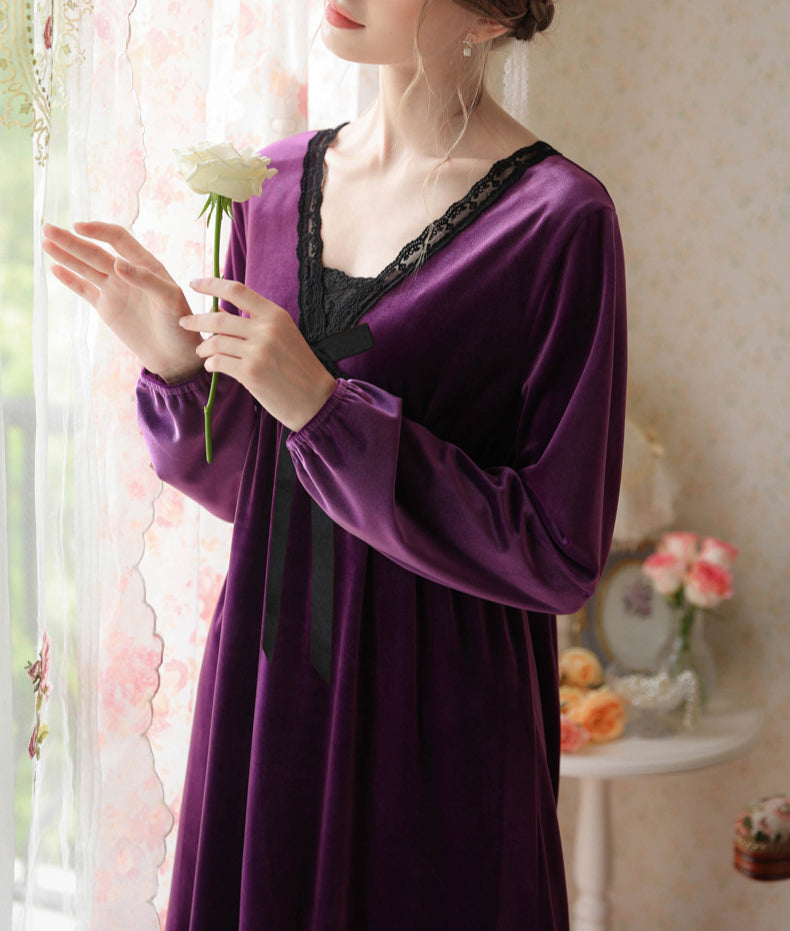 Long Sleeve Loose Fleece Nightdress