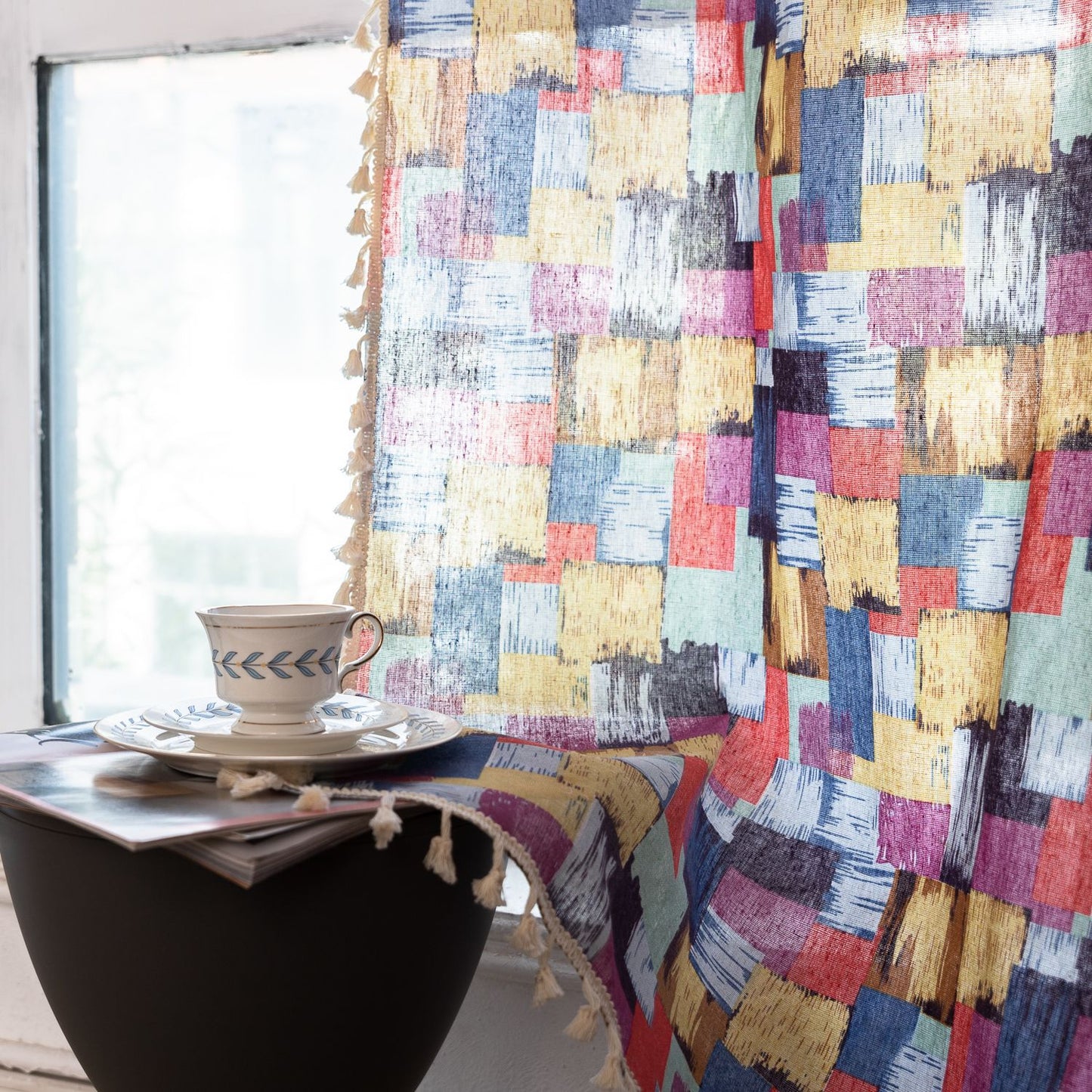 Color matching plaid curtains