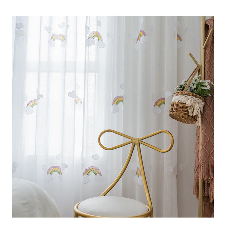 Rainbow Embroidered Sheer Curtain Panel