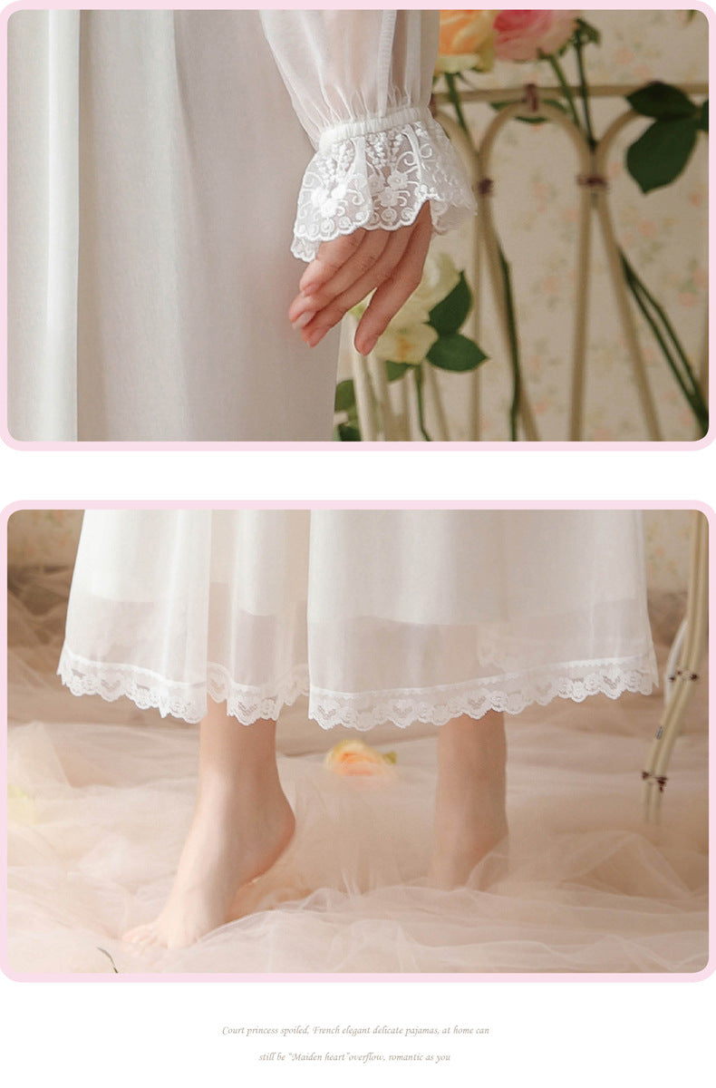 Sweet long dress lace nightdress