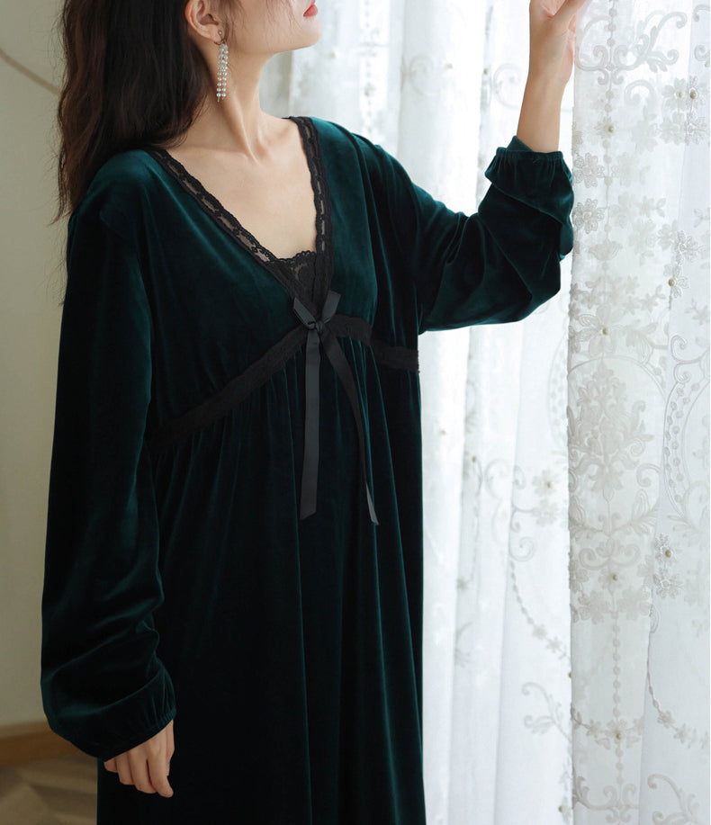 Long Sleeve Loose Fleece Nightdress