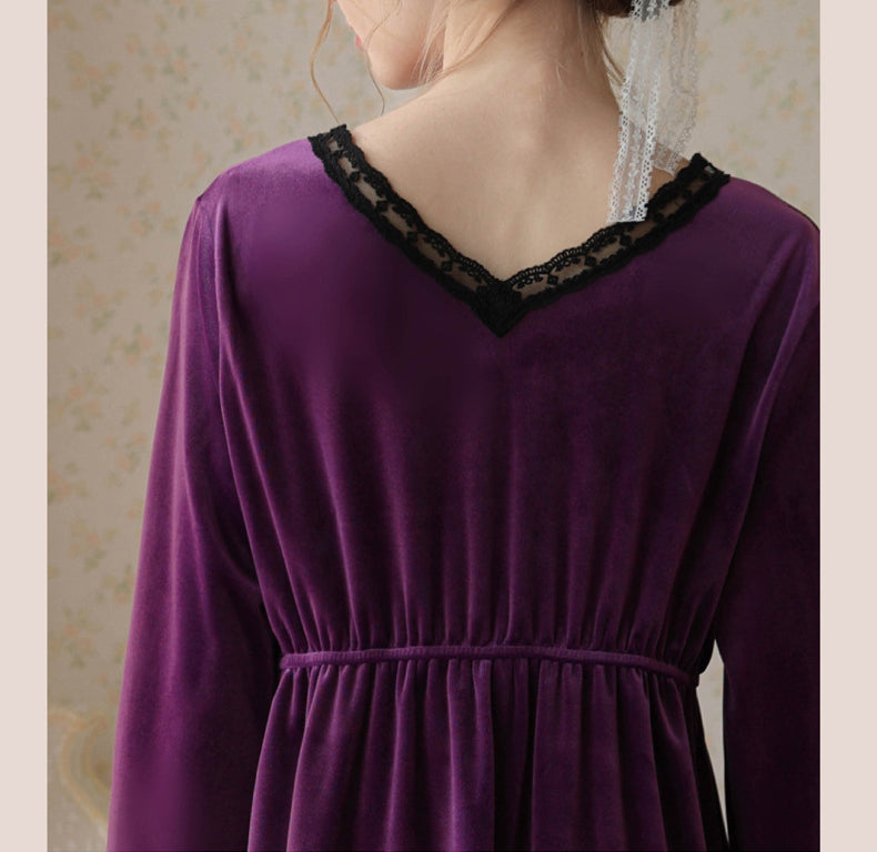 Long Sleeve Loose Fleece Nightdress