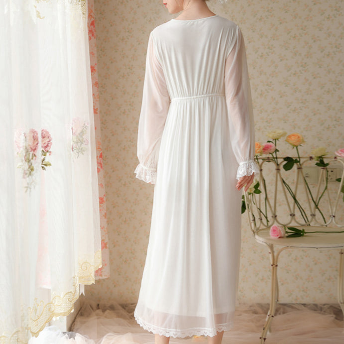 Sweet long dress lace nightdress