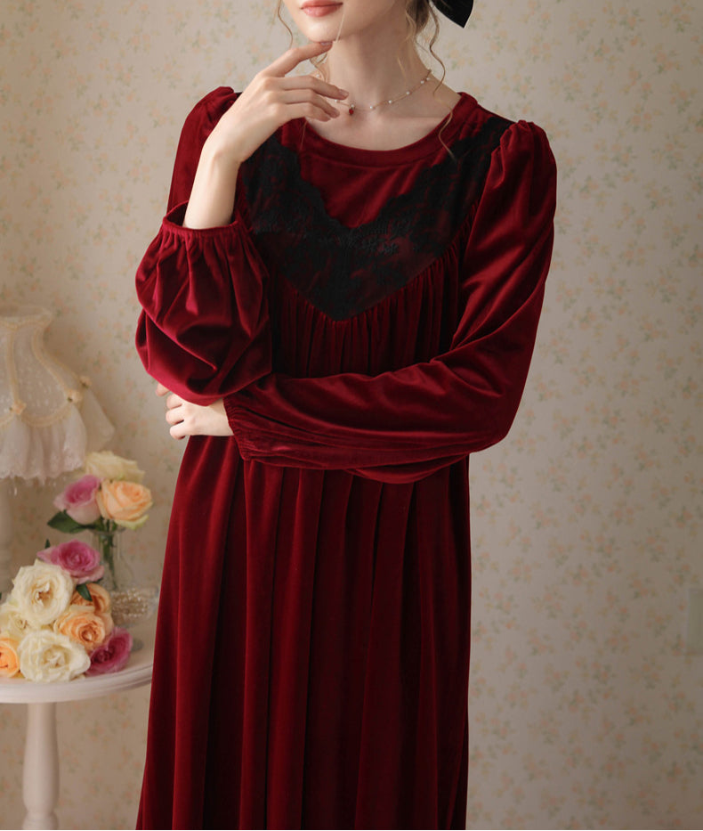 Long loose velvet nightgown