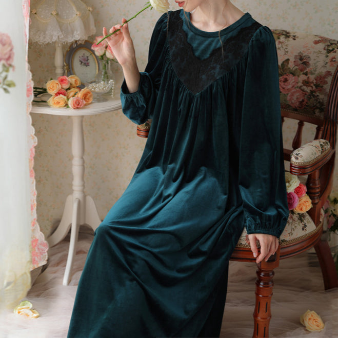 Long loose velvet nightgown