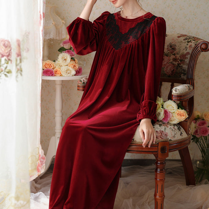Long loose velvet nightgown