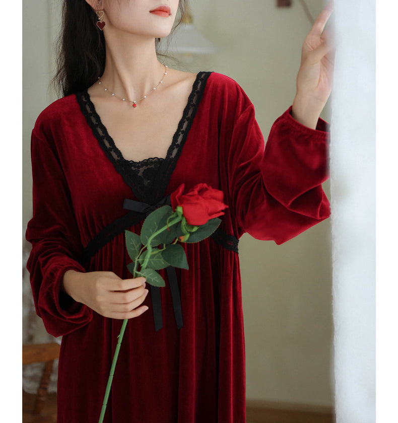 Long Sleeve Loose Fleece Nightdress