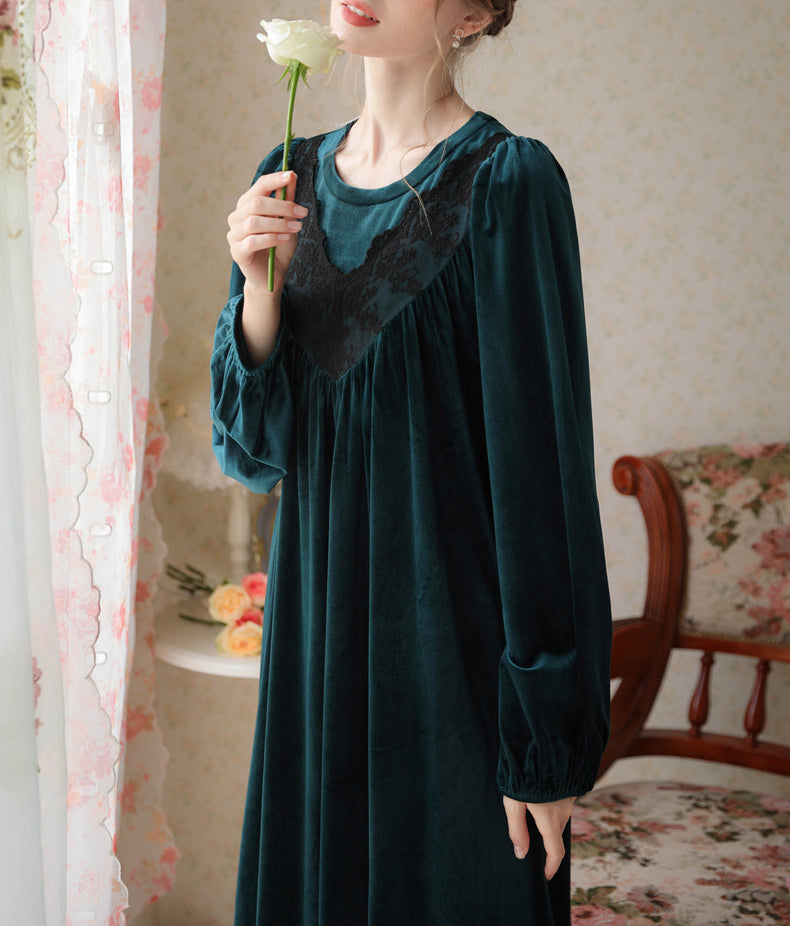 Long loose velvet nightgown