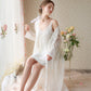 Nightdress Long Sleeve Mesh Two-Piece Embroidery Pack Thin Robe