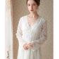 Nightdress Long Sleeve Mesh Two-Piece Embroidery Pack Thin Robe
