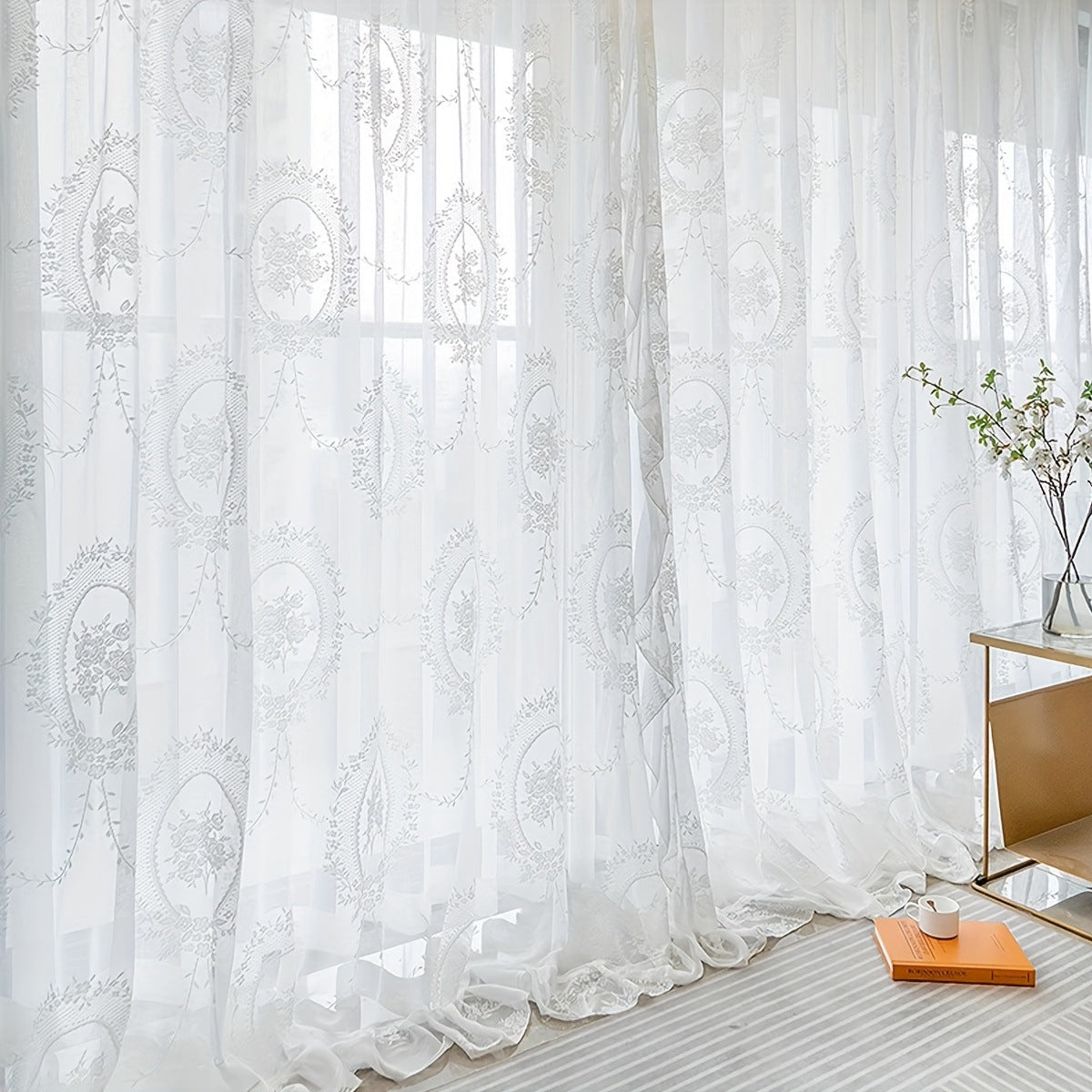 White Lace Princess Style Sheer Curtain for Girls