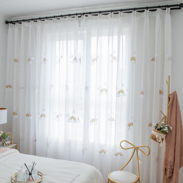 Rainbow Embroidered Sheer Curtain Panel