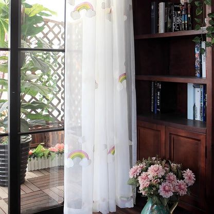Rainbow Embroidered Sheer Curtain Panel