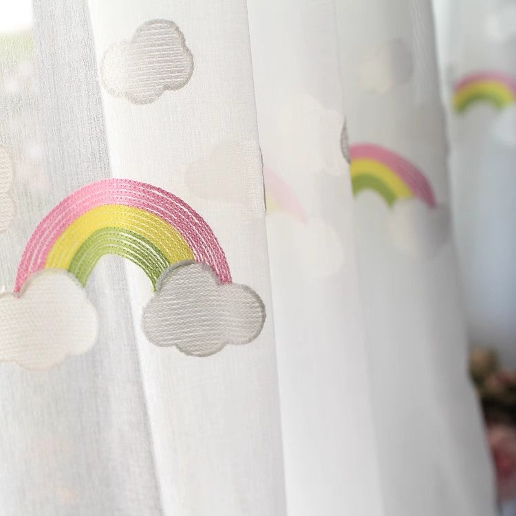 Rainbow Embroidered Sheer Curtain Panel