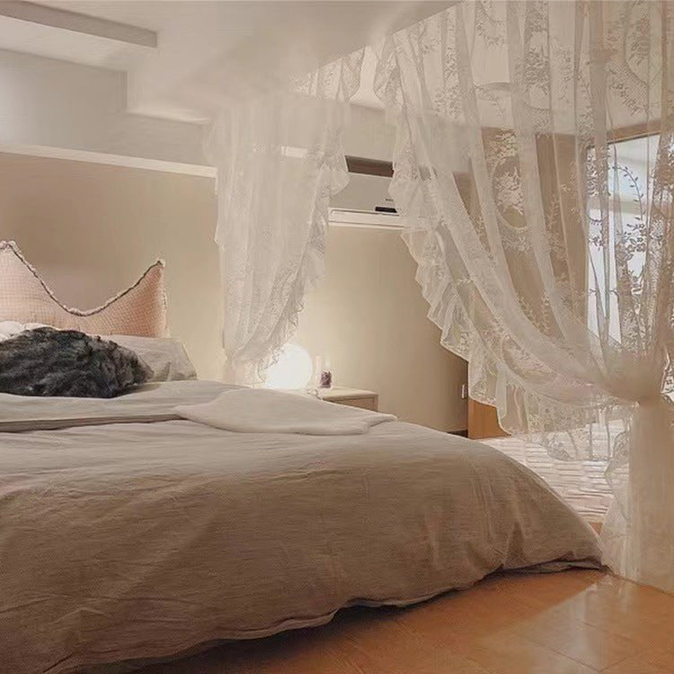 White Lace Princess Style Sheer Curtain for Girls