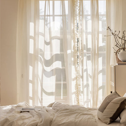 Simple pure white lace curtains