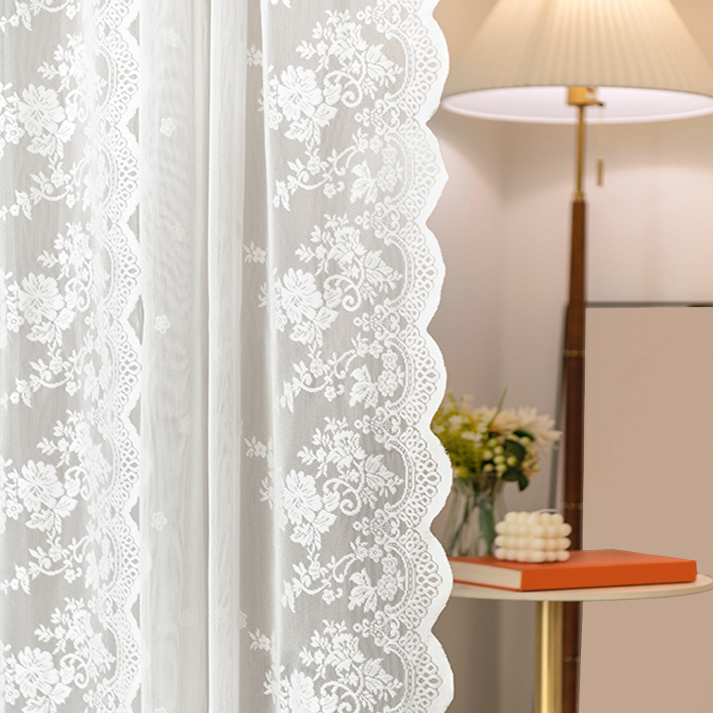 White lace yarn partition curtain