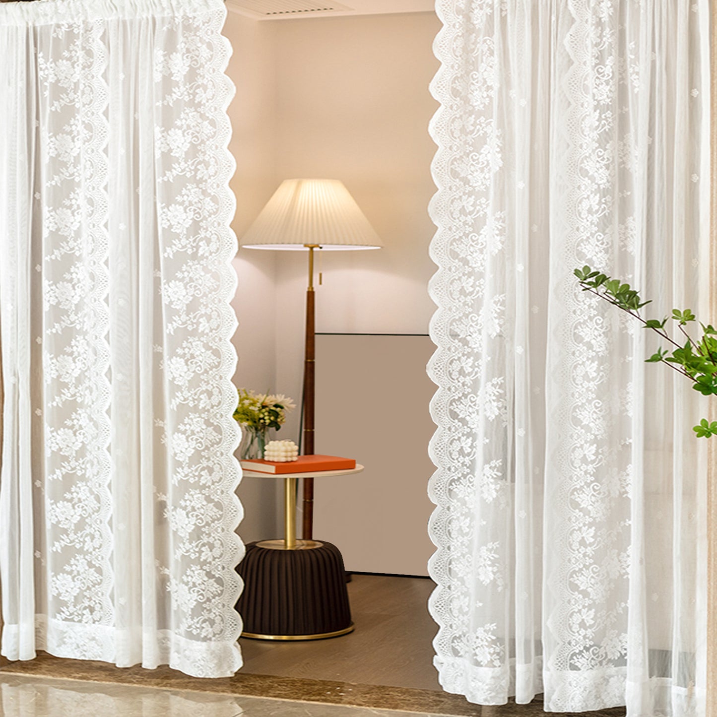 White lace yarn partition curtain