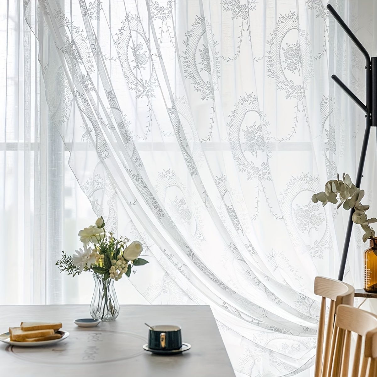 White Lace Princess Style Sheer Curtain for Girls