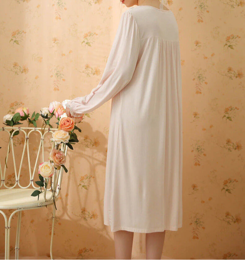 Princess Nightdress Long Sleeve Modal Cotton Mid-Length
