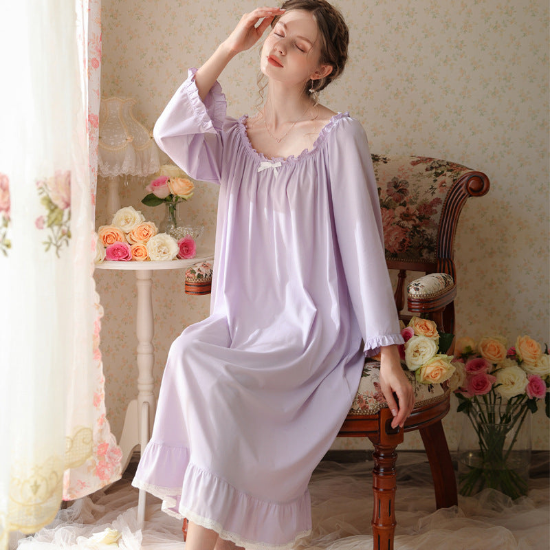 Spring and Autumn Long Cotton Pajamas Women's Long Sleeve Thin