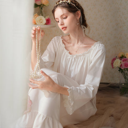 Spring and Autumn Long Cotton Pajamas Women's Long Sleeve Thin