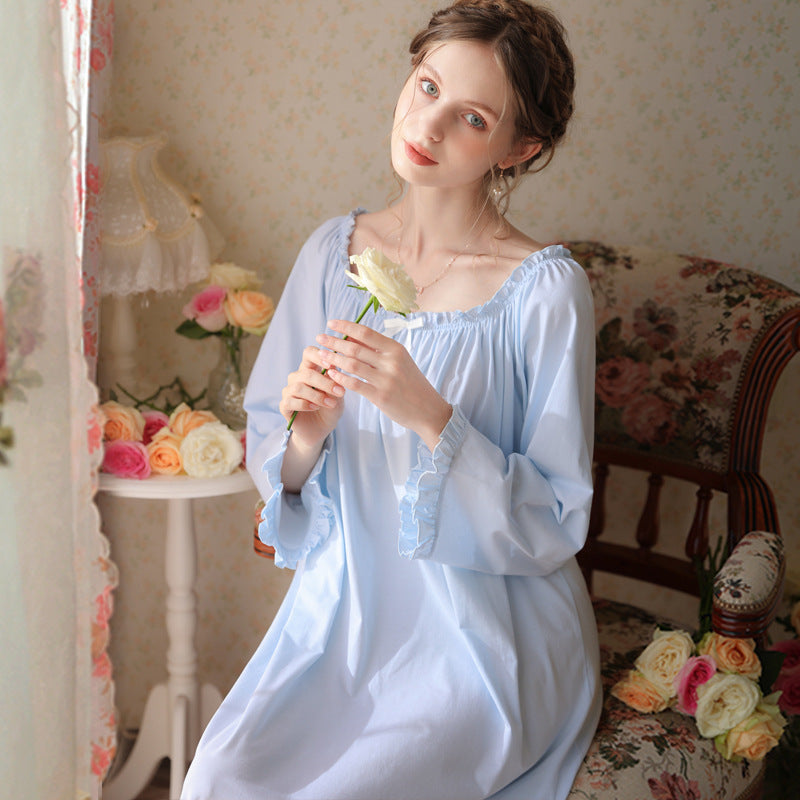 Spring and Autumn Long Cotton Pajamas Women's Long Sleeve Thin