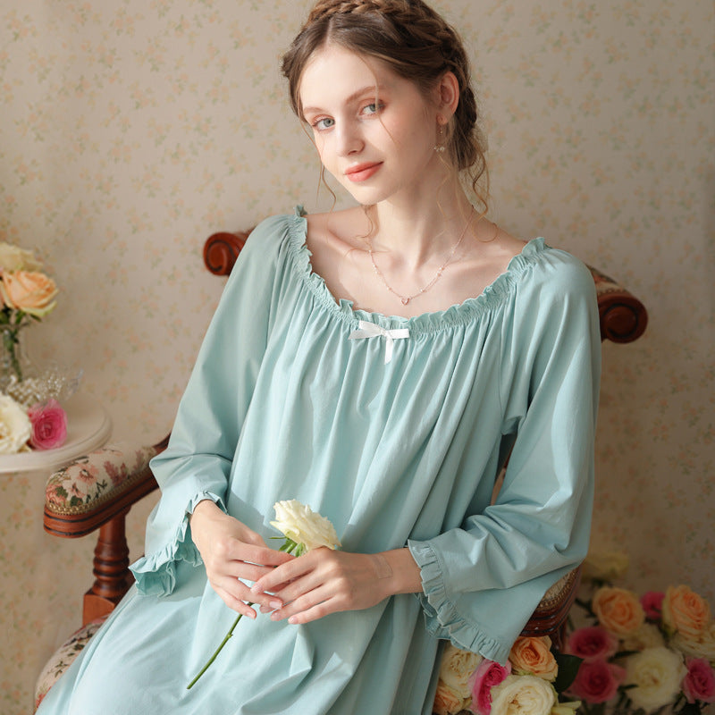 Spring and Autumn Long Cotton Pajamas Women's Long Sleeve Thin