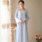 Women's Spring and Autumn Thin Long Sleeve Cotton Lace Ancient Style Sweet Long Dress