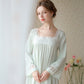 Women's Spring and Autumn Thin Long Sleeve Cotton Lace Ancient Style Sweet Long Dress